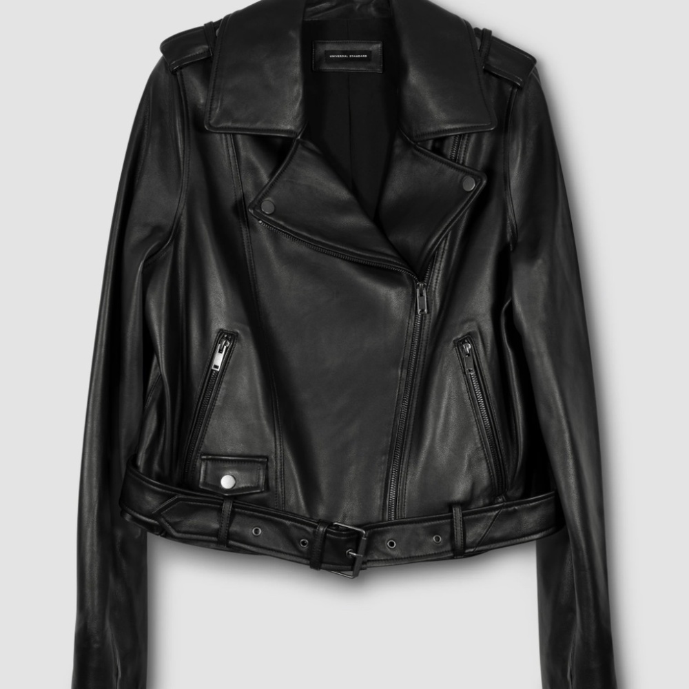 NWOT Universal Standard Leather Moto Jacket Black Size M